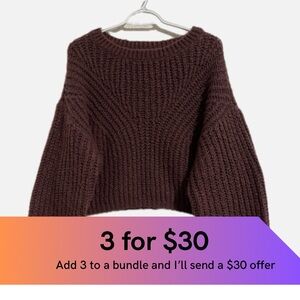 Gentle Fawn cropped bubble sleeve sweater.